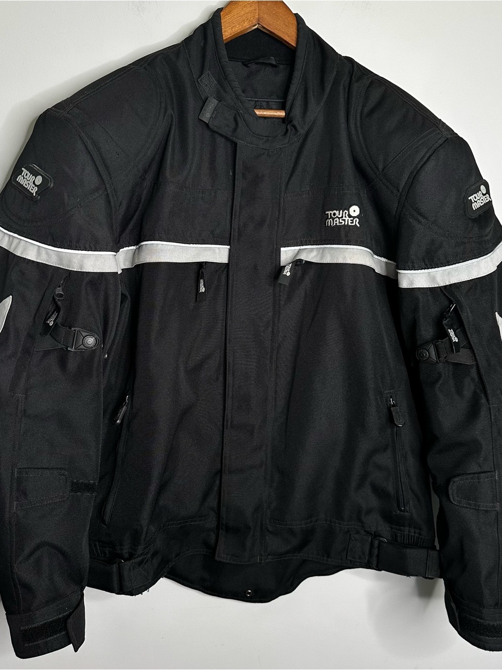 Tourmaster Jett Textile Motorcycle Jacket Mens LG 44 Black Armored Rainproof